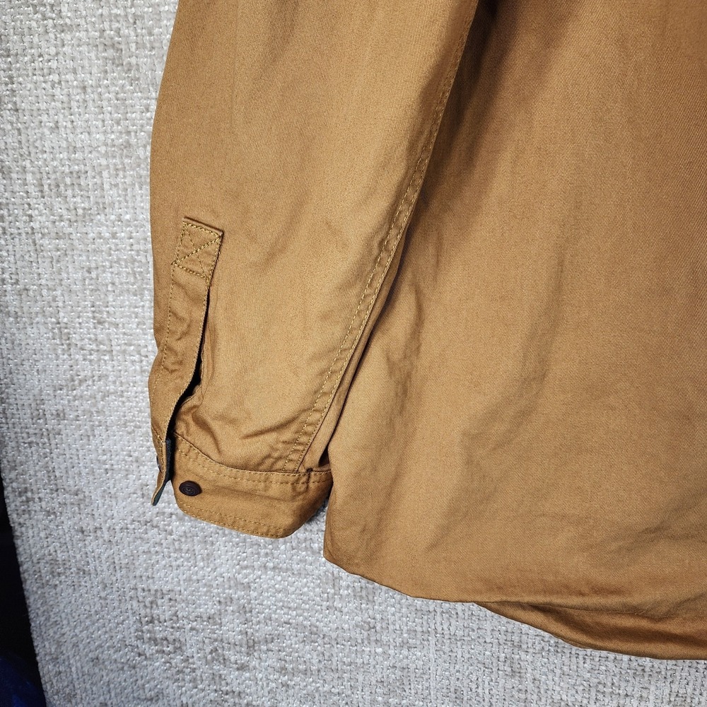 LL‎ Bean Field Shirt Jacket Mens XL Tan Plaid Flannel Lined Double Pocket Chore - Picture 10 of 12